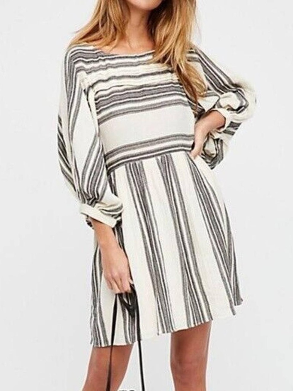 🌼FREE PEOPLE🌼 Lilly Cream and Black Striped Mini Dress